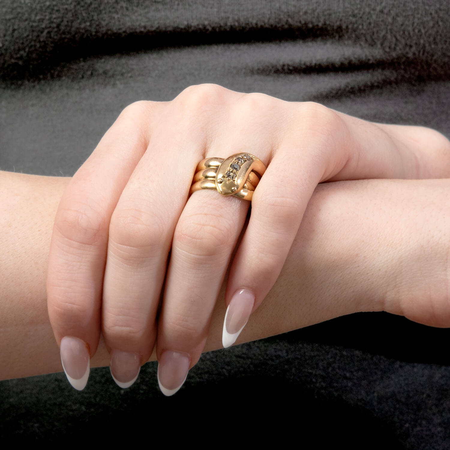 Victorian English 18k Diamond Snake Ring