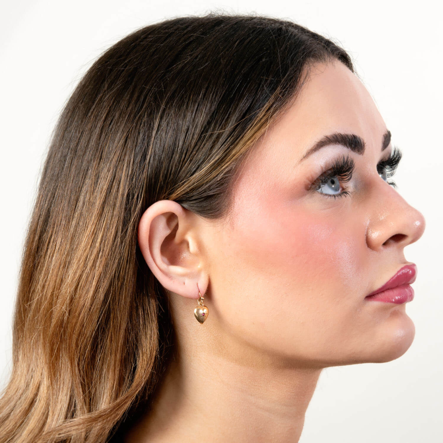 Victorian 9k Ruby Heart Earrings