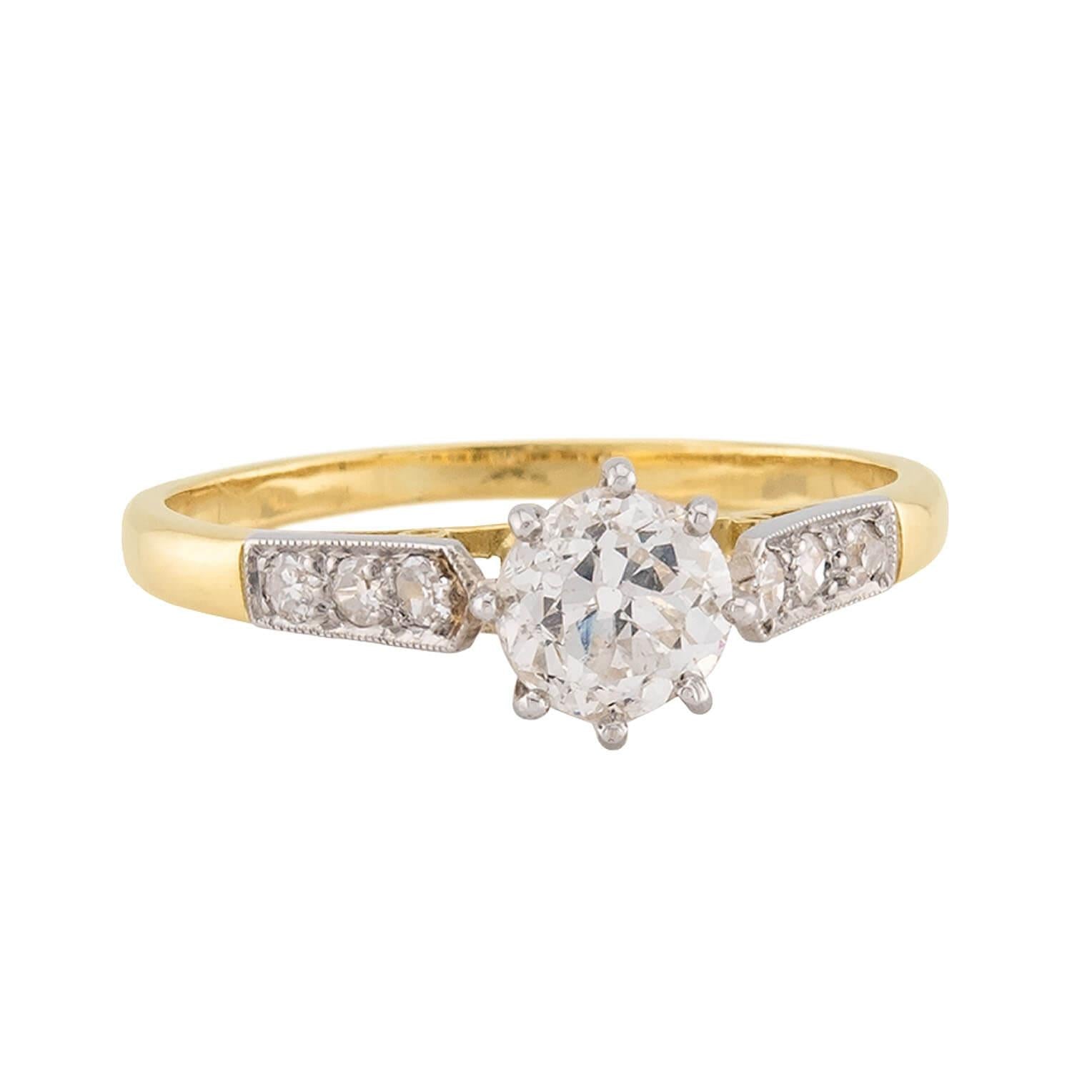 Edwardian 18k/Platinum Diamond Engagement Ring .69ct