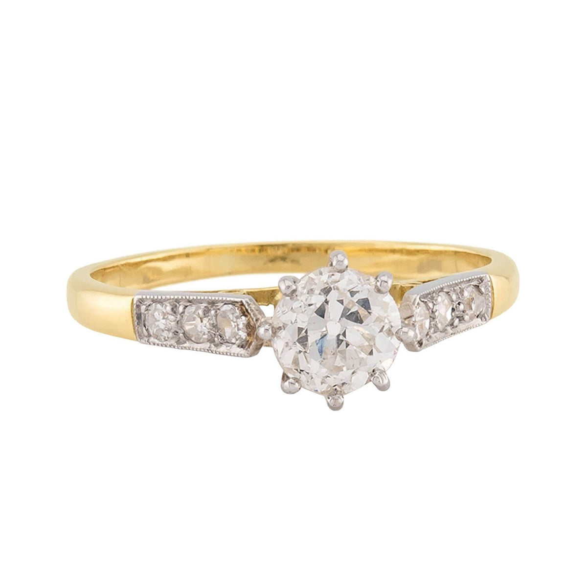 Edwardian 18k/Platinum Diamond Engagement Ring .69ct