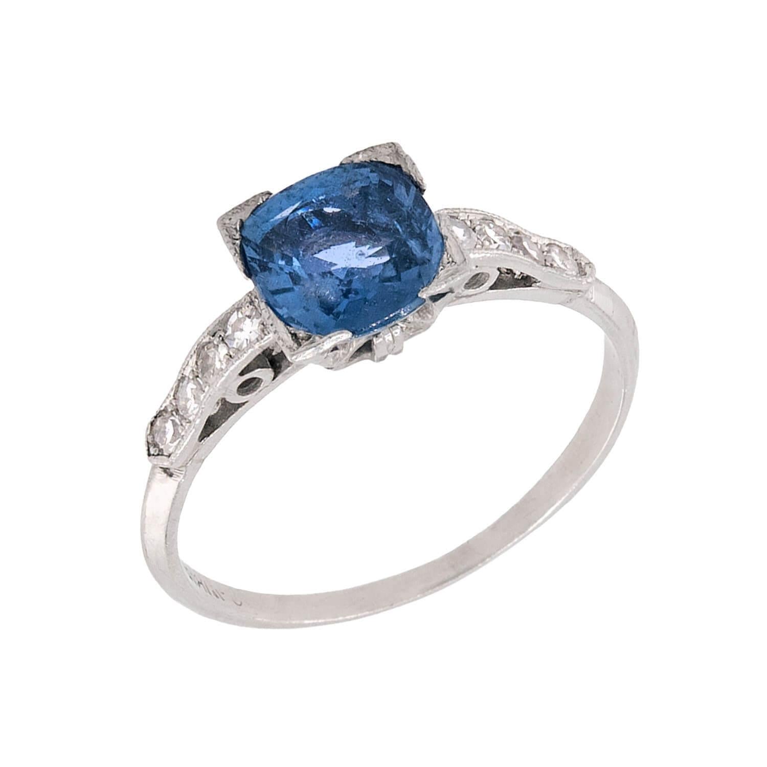 Edwardian Platinum Sapphire & Diamond Ring