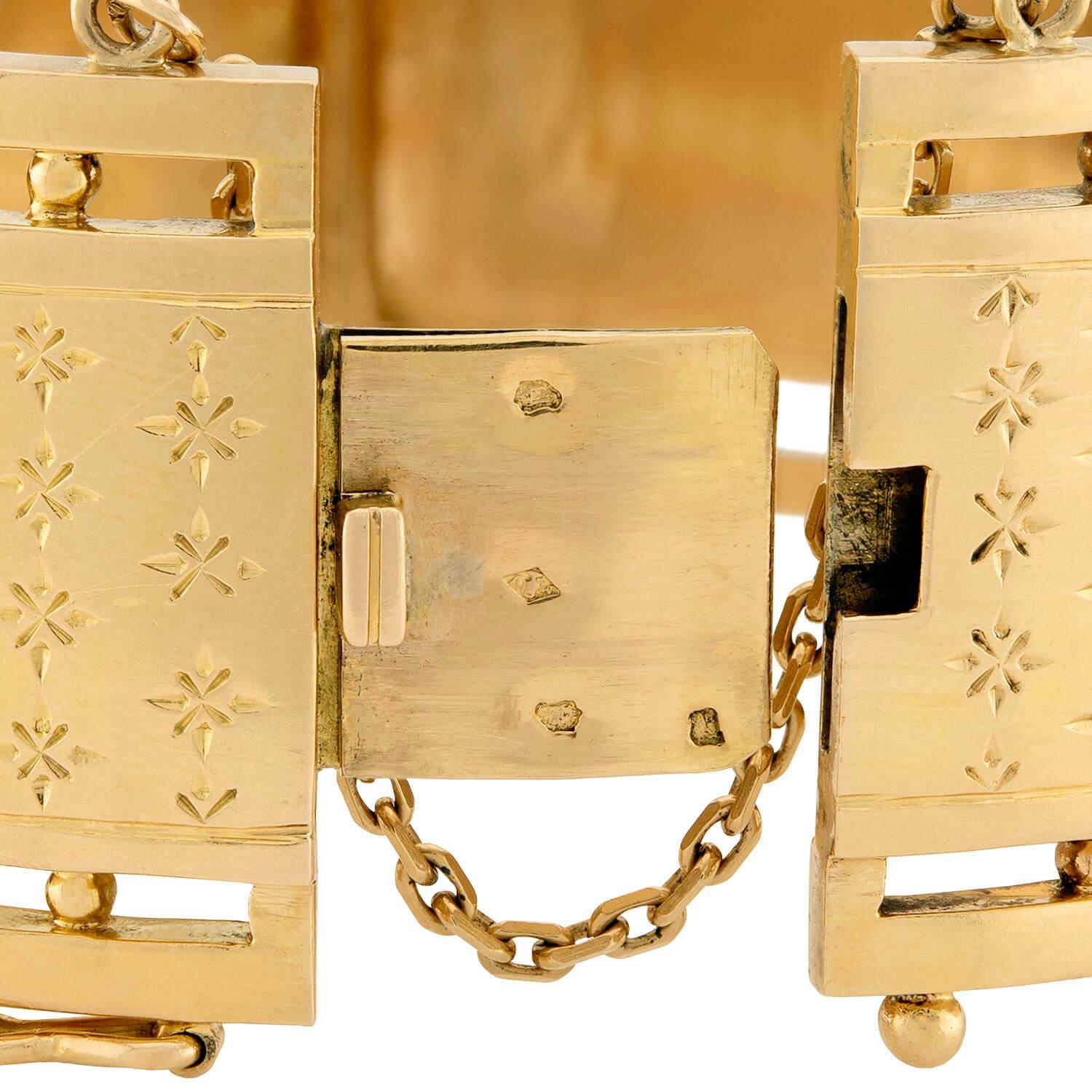 Victorian French 18k Pearl Hinged Cuff Bracelet