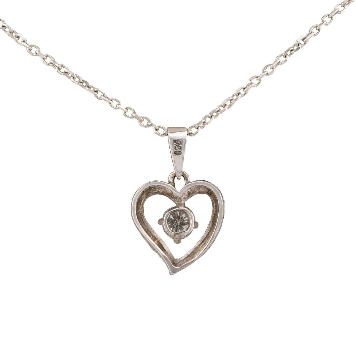 Estate 18k/14k Diamond Heart Pendant Necklace