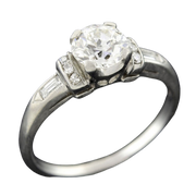 Late Art Deco Platinum Diamond Engagement Ring 0.51ctw