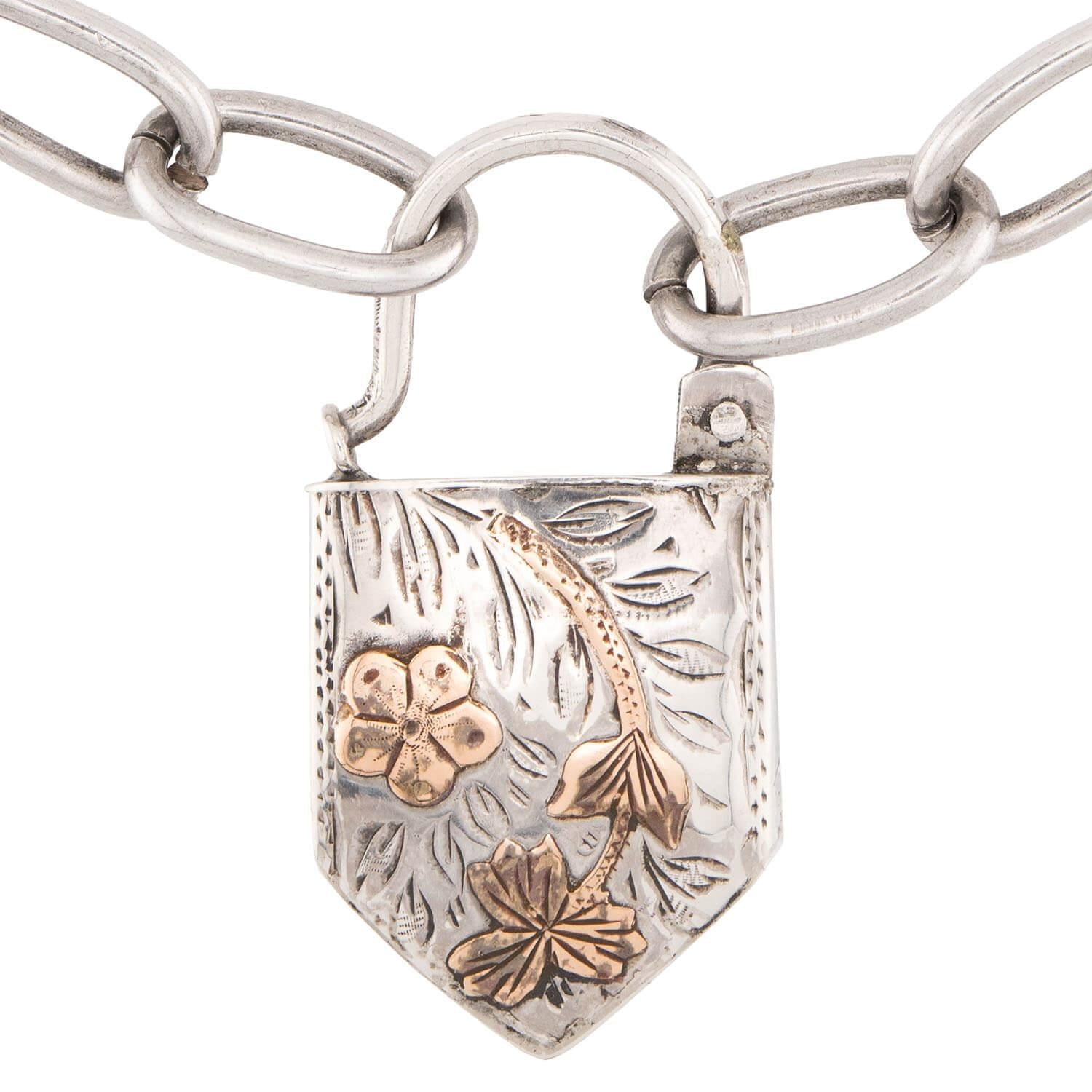 "Victorian" Sterling Silver Padlock Pendant Necklace