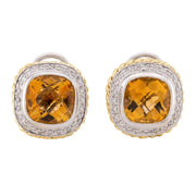 Estate 18k Madeira Citrine & Diamond Earrings