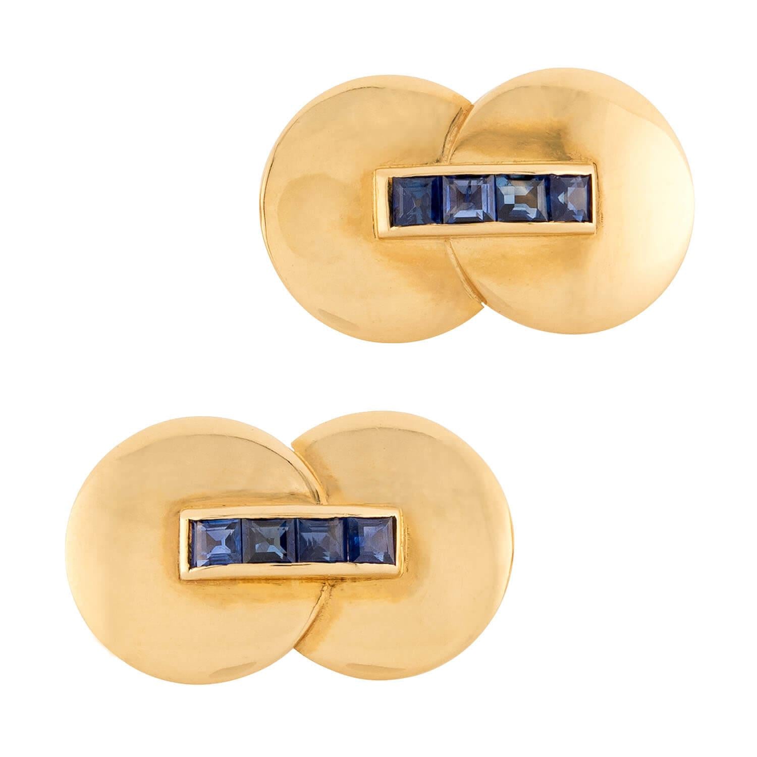 Vintage 14k Sapphire Cufflinks