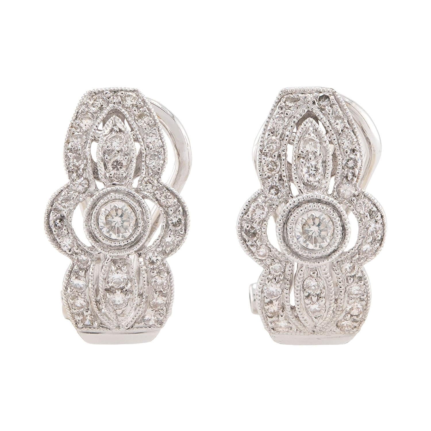 Estate 18k Diamond Huggie Earrings