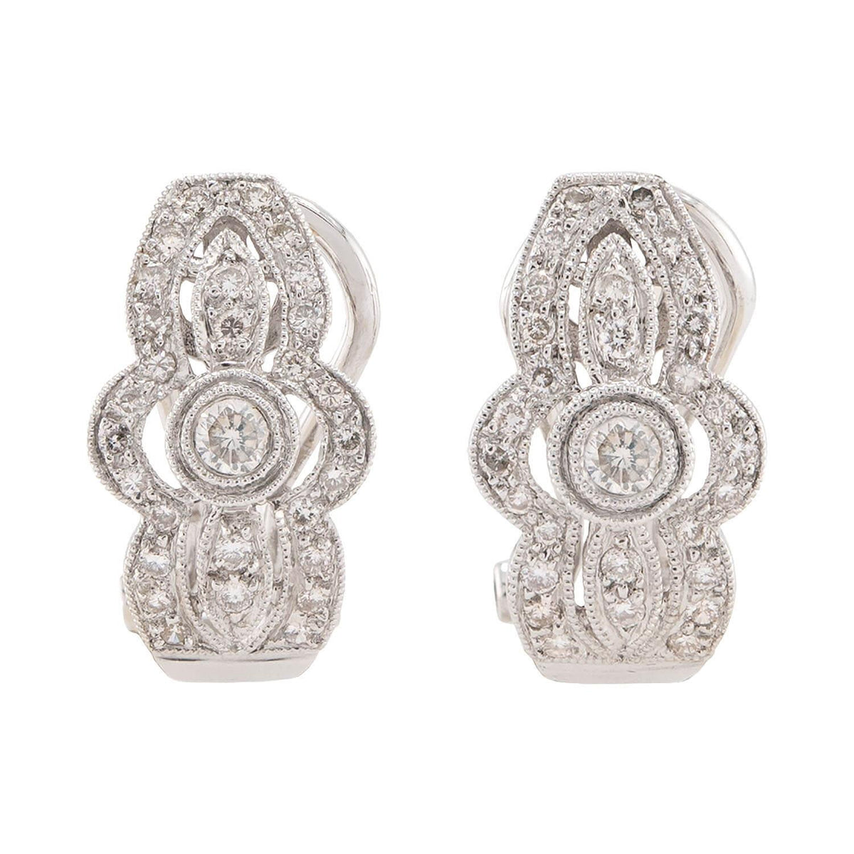 Estate 18k Diamond Huggie Earrings