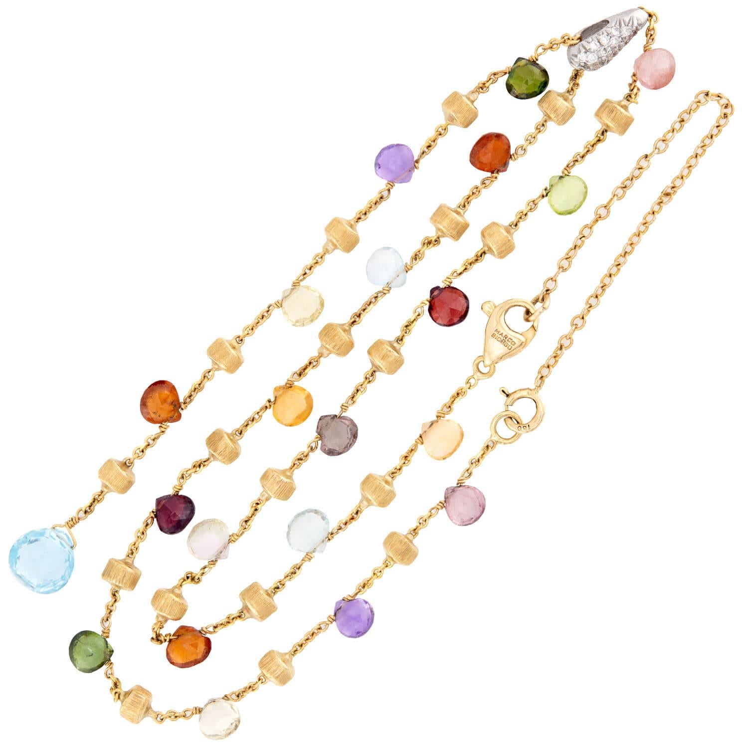 MARCO BICEGO Estate Italian 18k Multi-Stone Lariat Necklace