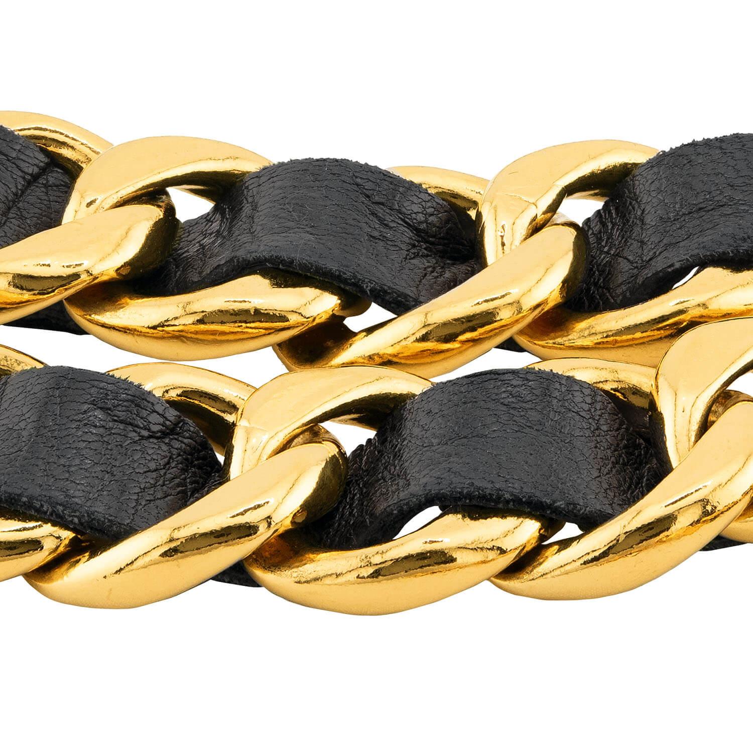 CHANEL Estate Gold Plate, Sterling Silver, and Leather Belt