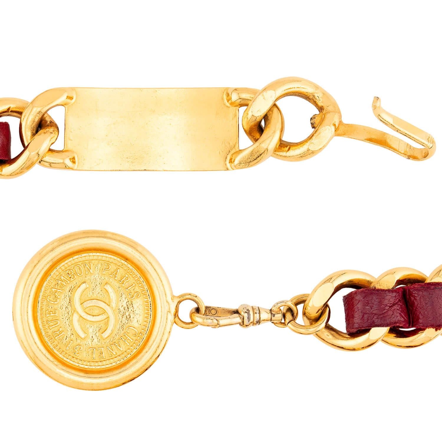CHANEL Estate Gold Plate, Sterling Silver, Leather Belt