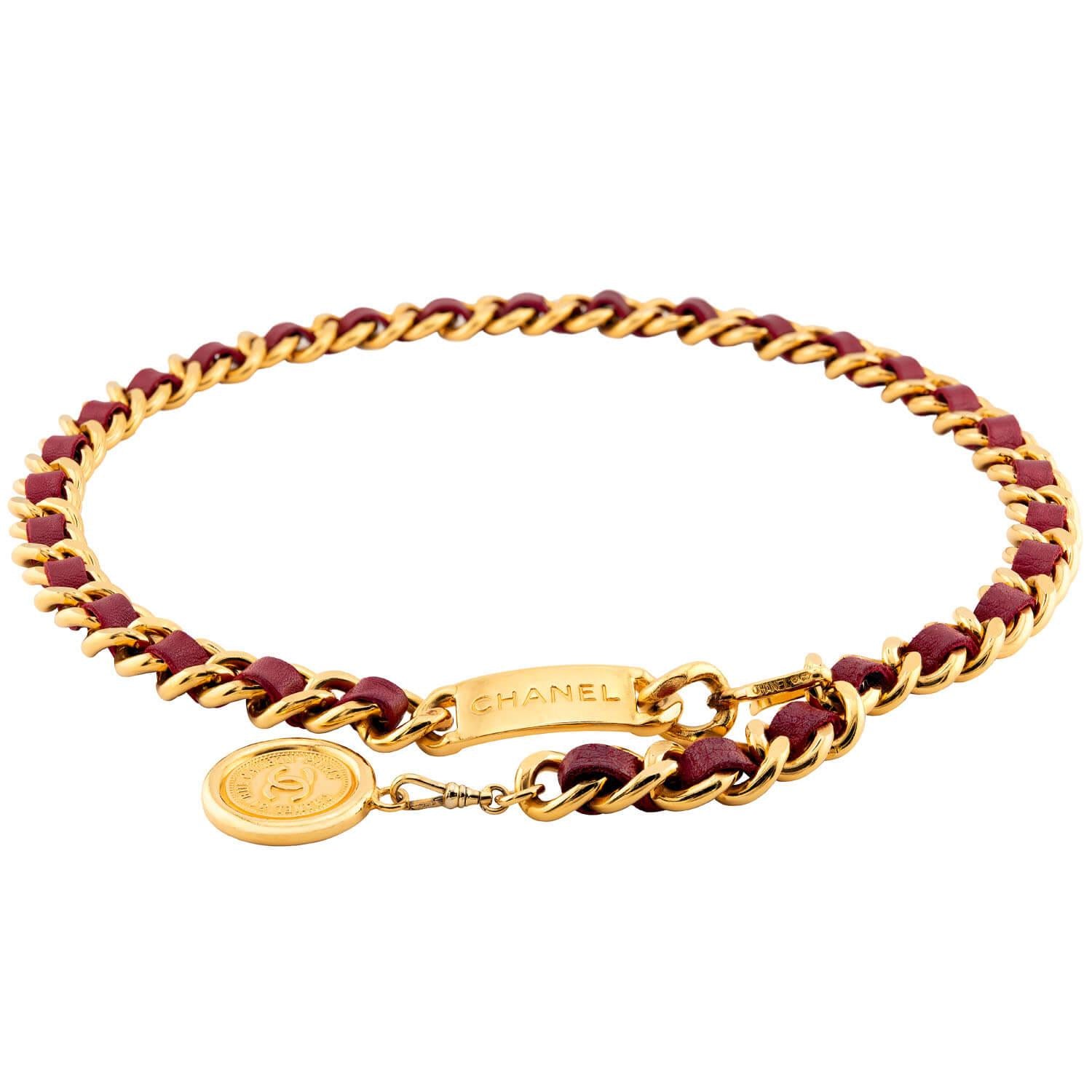 CHANEL Estate Gold Plate, Sterling Silver, Leather Belt