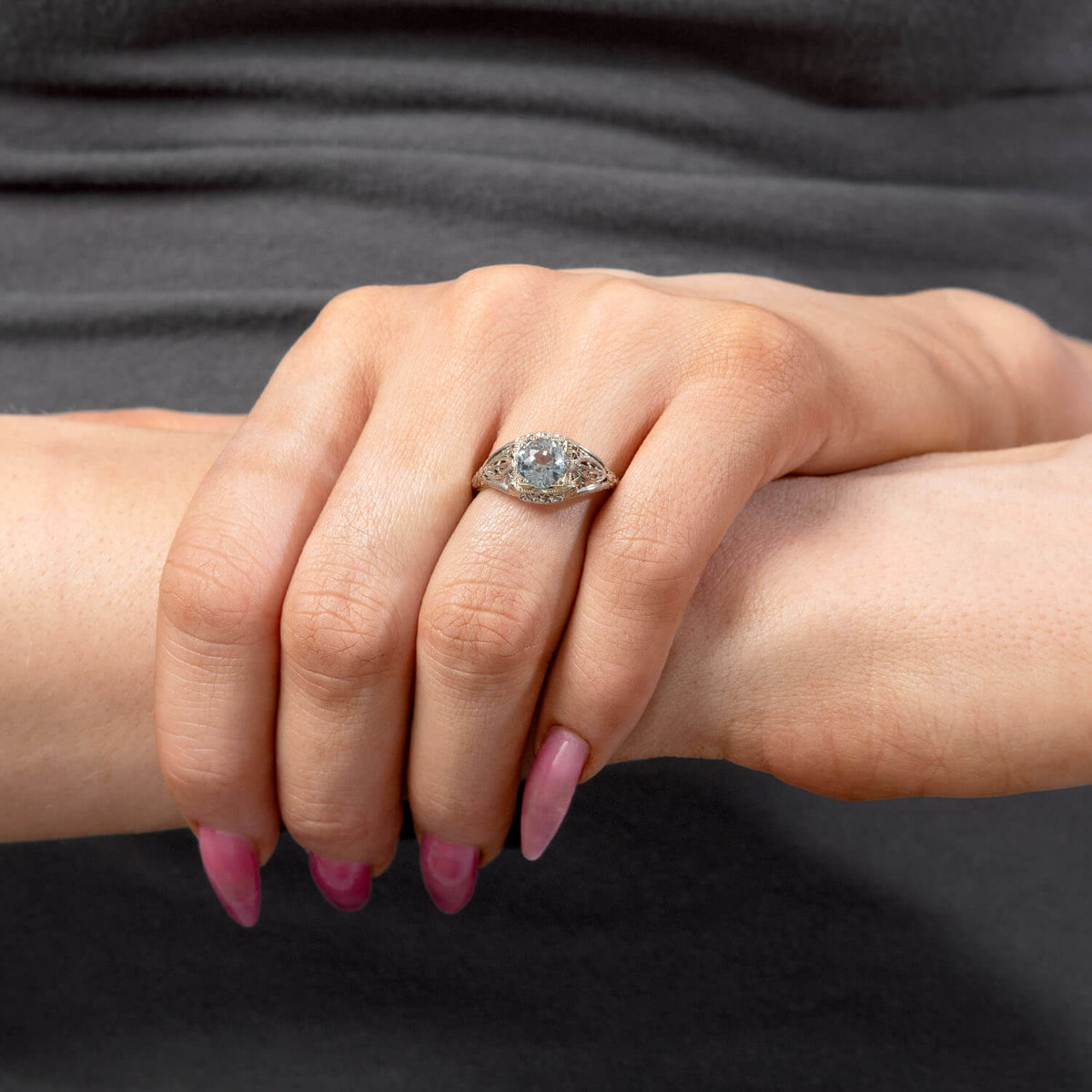Art Deco 18k 1.50ct Aqua Ring