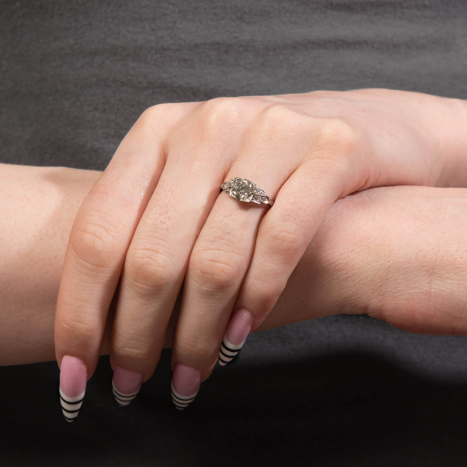 Art Deco Platinum Diamond Engagement Ring 1.45ct