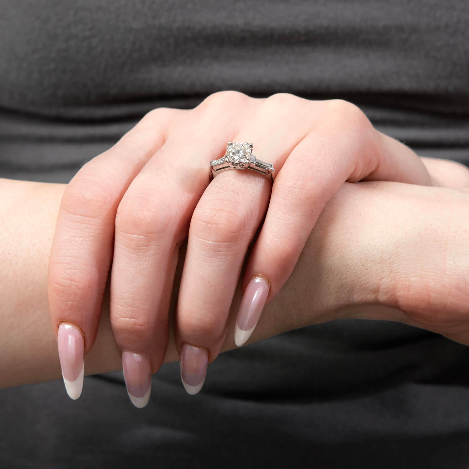 Retro Platinum Diamond Engagement Ring 1.35ct