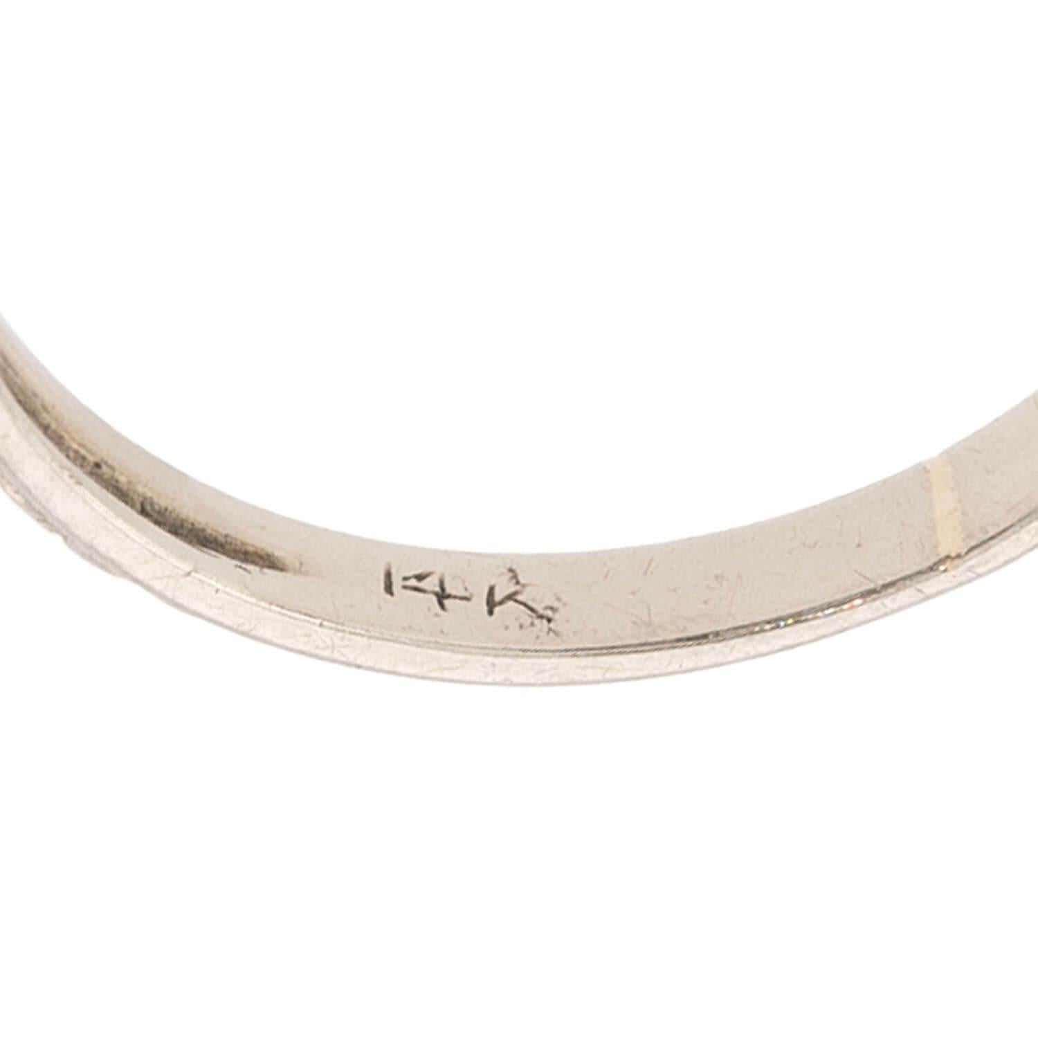 Art Deco 14k Aqua & Diamond Navette Ring