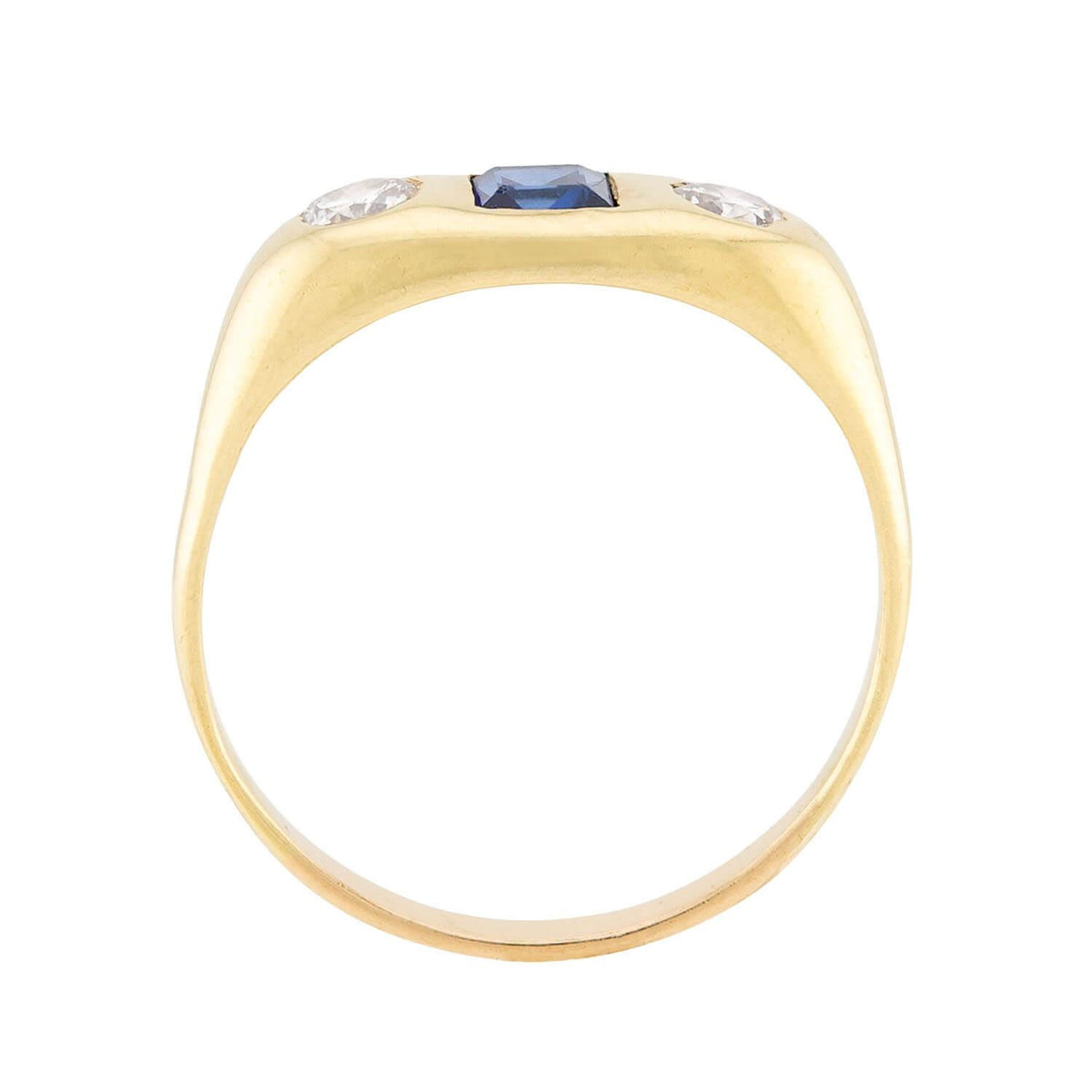 Art Nouveau 14k Sapphire & Diamond Flush Mount Ring