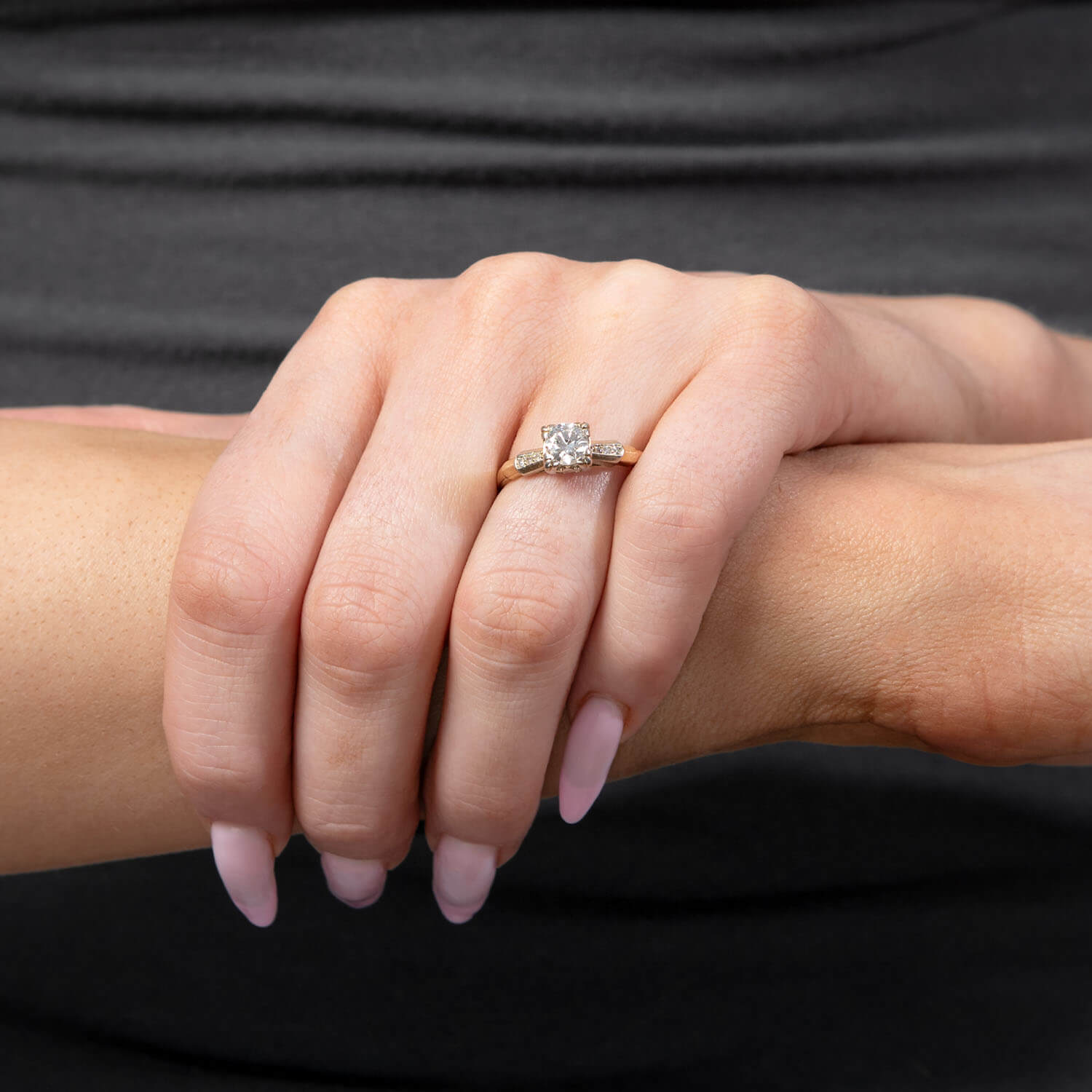 Retro 14k Diamond Engagement Ring .75ct