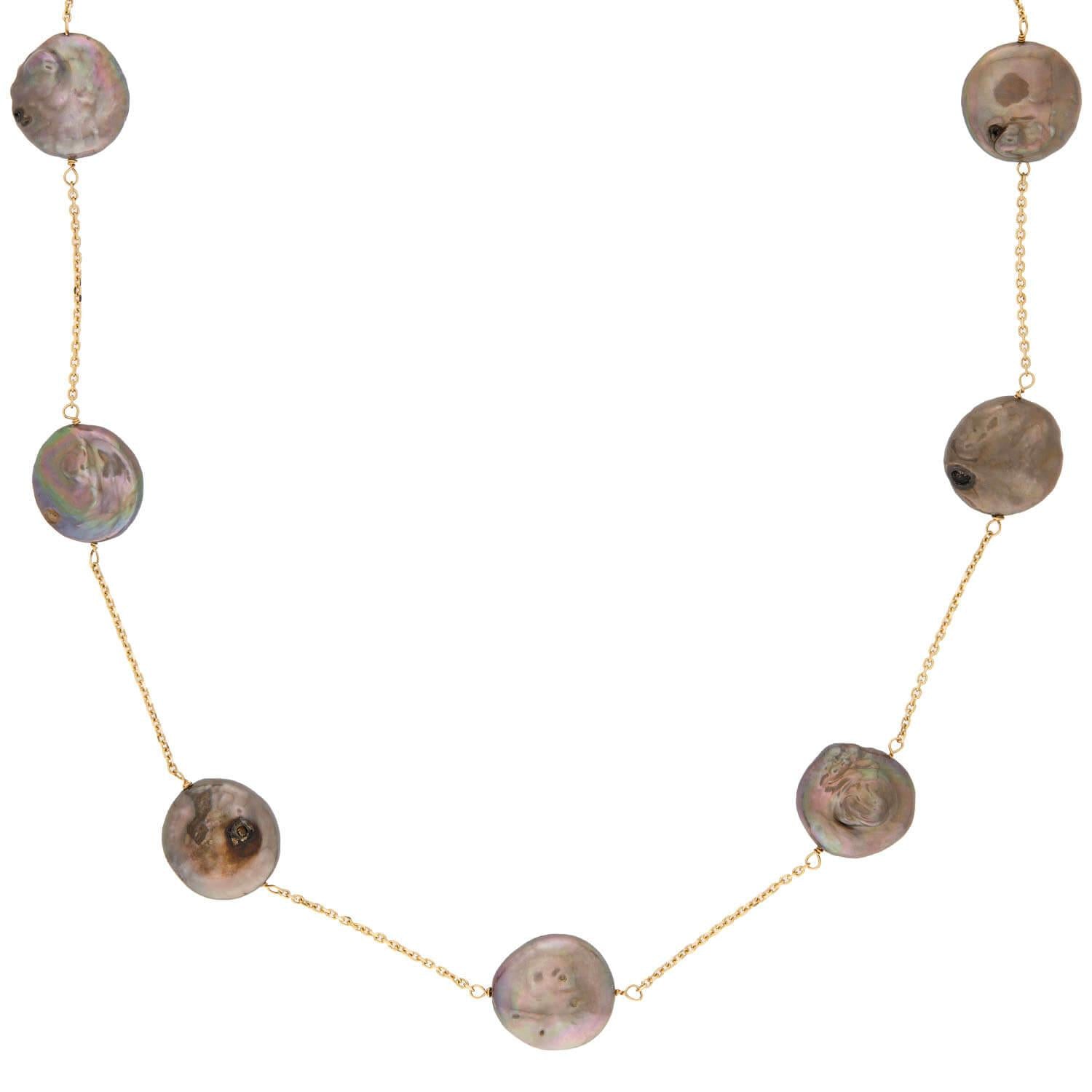 Estate 14k Pearl Chain Necklace