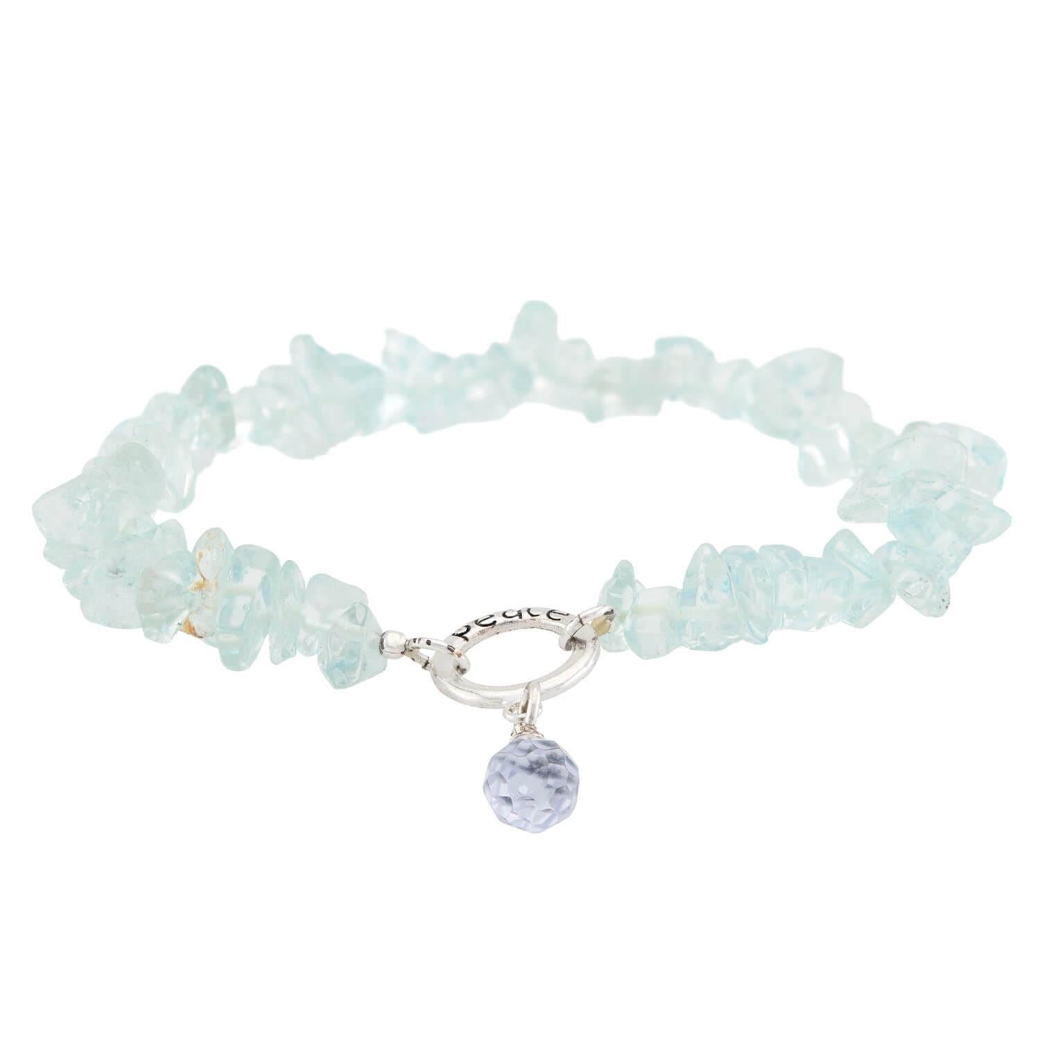 Estate Sterling Silver Aqua Necklace & Bracelet Set