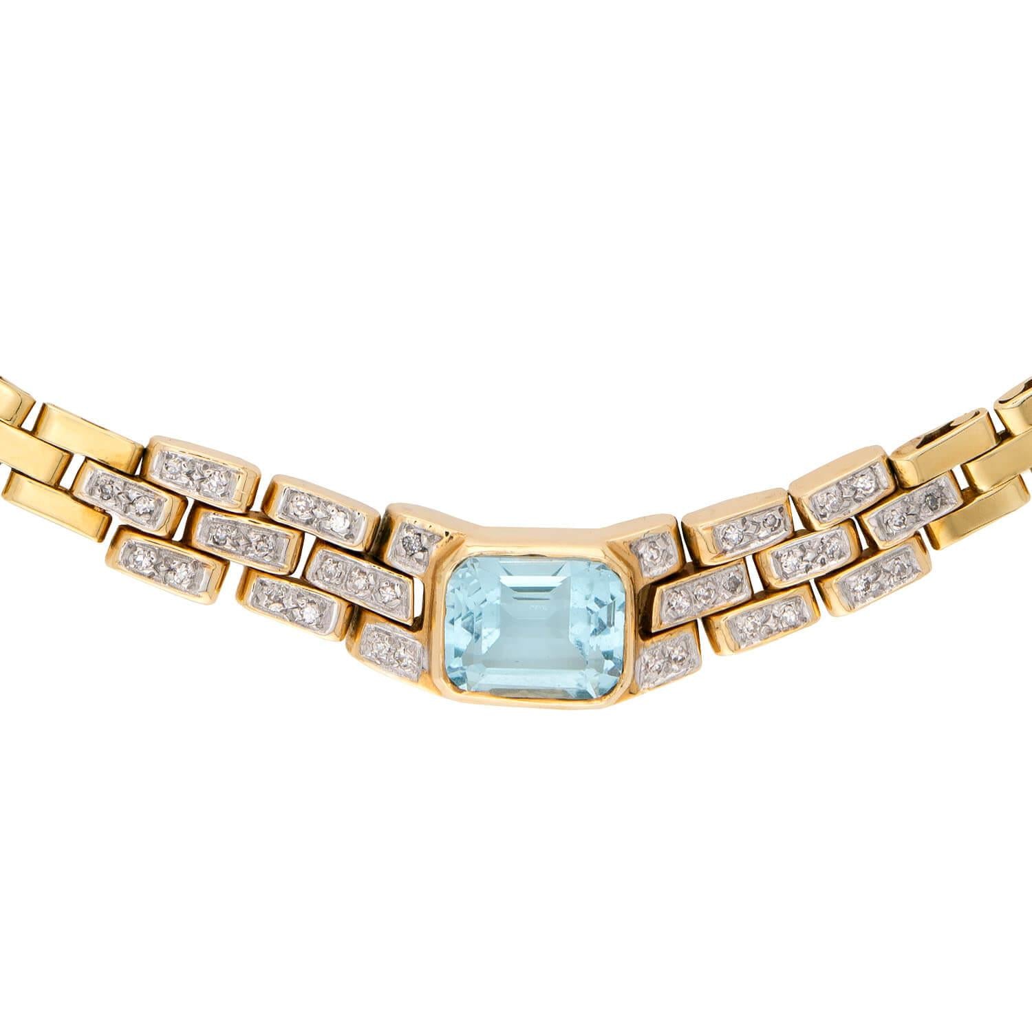 Vintage 14k Aqua & Diamond Necklace