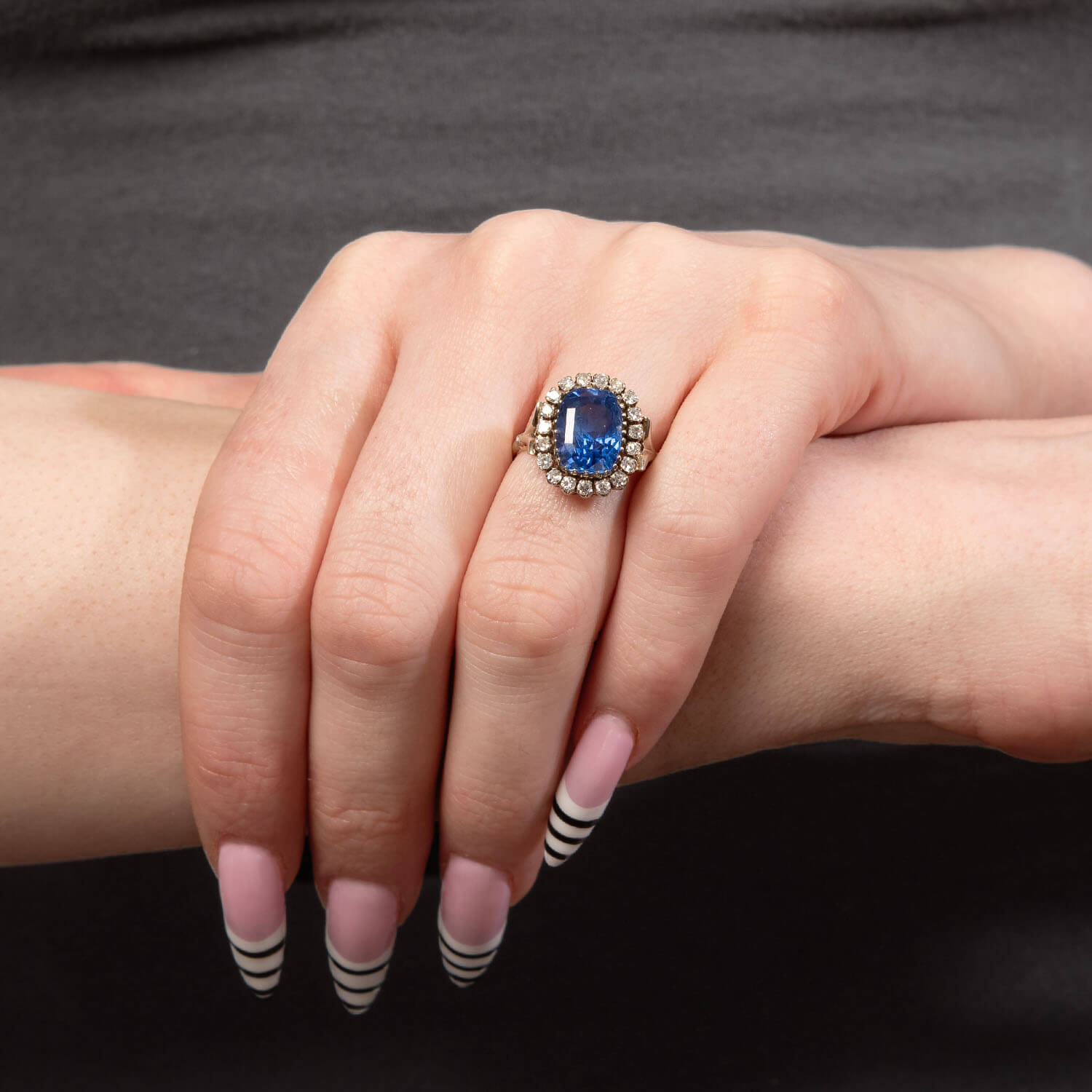 Edwardian 18k GIA No Heat Ceylon Sapphire 5.93ct & Diamond Ring