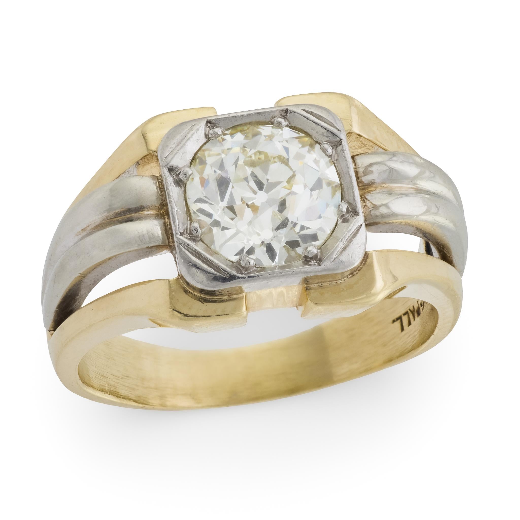 Art Deco 14k/Palladium Diamond Engagement Ring 2.5ct
