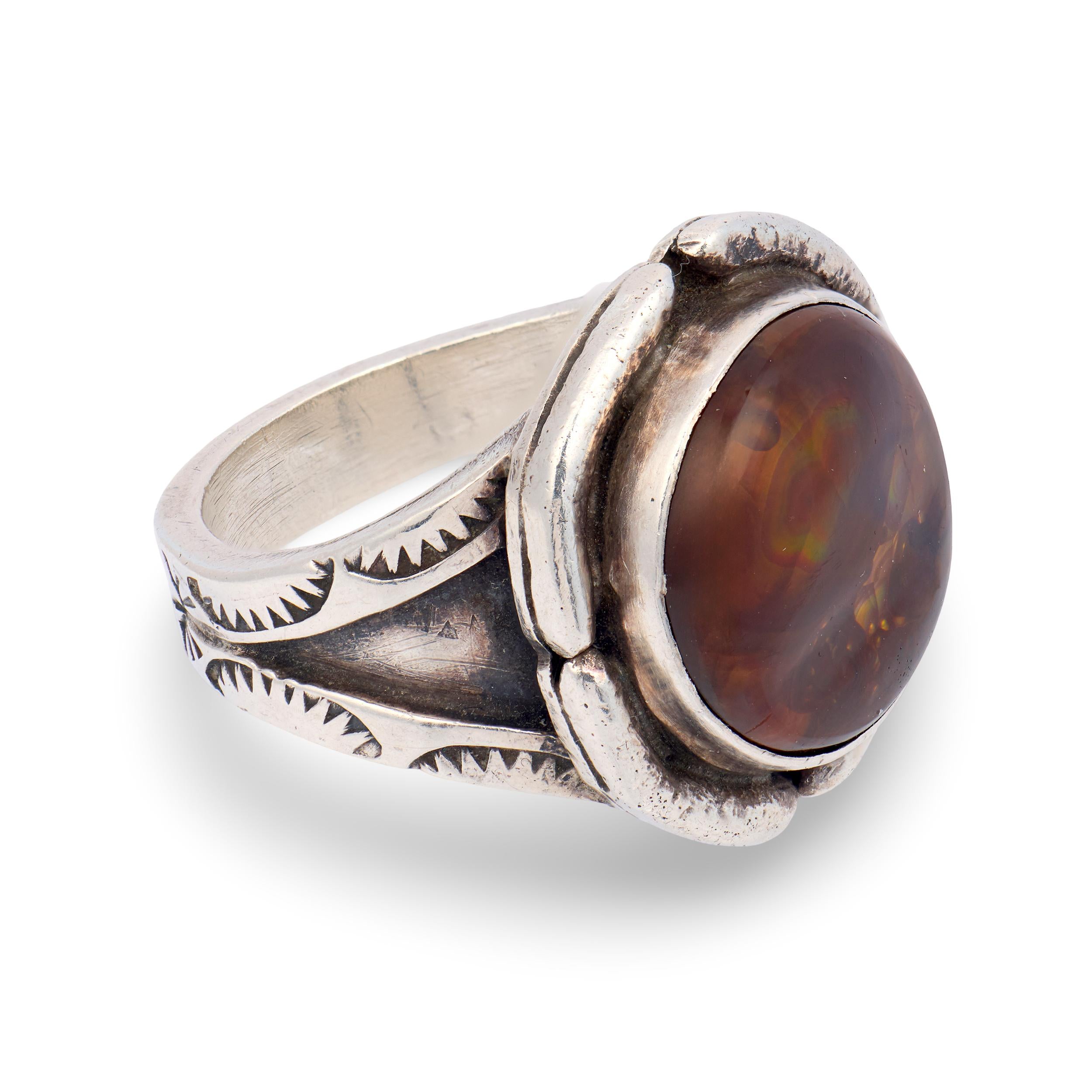 Vintage Sterling Silver Mexican Opal Ring