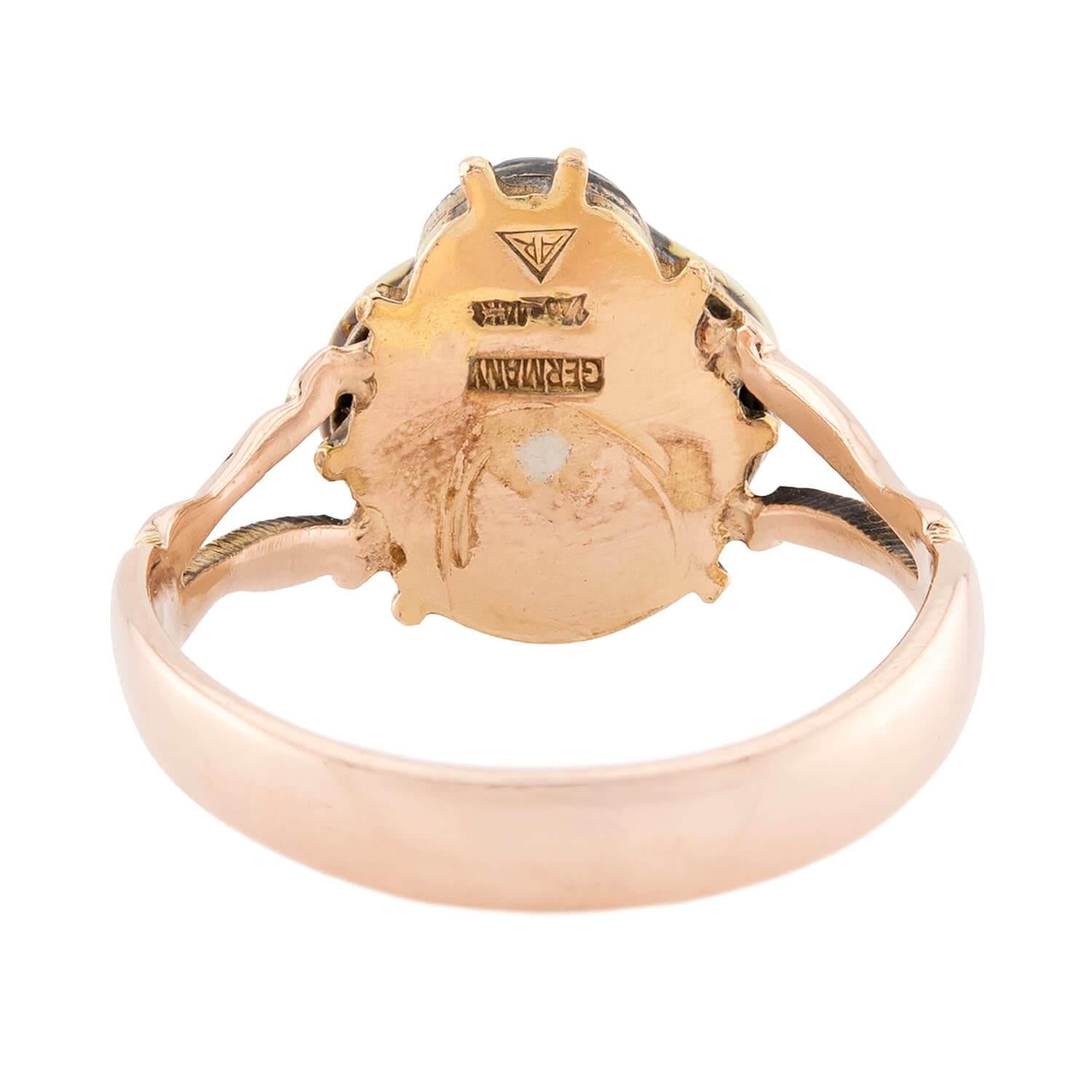 Estate German 14k/10k Enamel Ladybug-Motif Ring