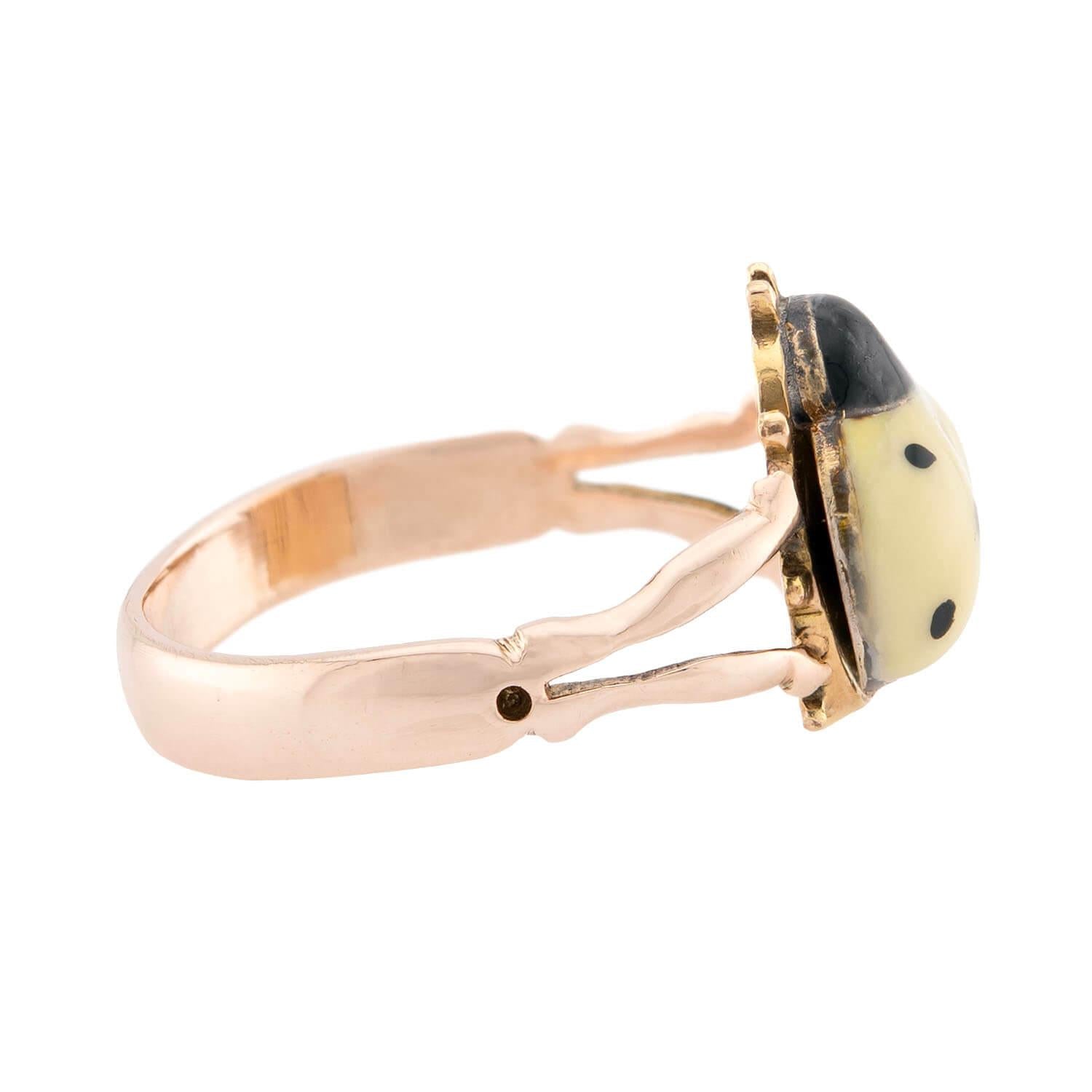 Estate German 14k/10k Enamel Ladybug-Motif Ring