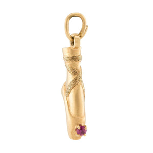 Retro 14k Spinel Ballet Shoe Pendant/Charm
