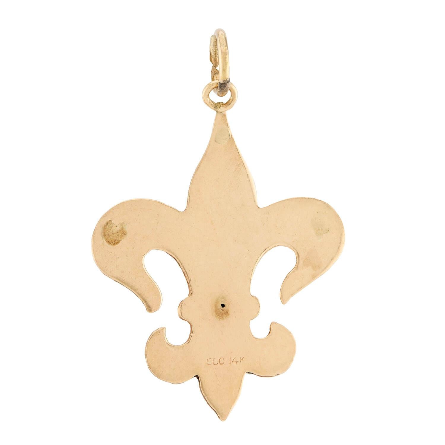 Art Nouveau 14k Fleur-De-Lis Pendant/Charm