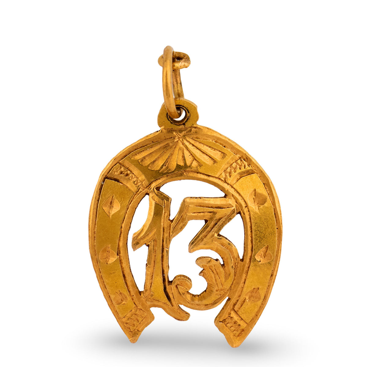 Victorian 18k "13" Horseshoe-Motif Pendant/Charm