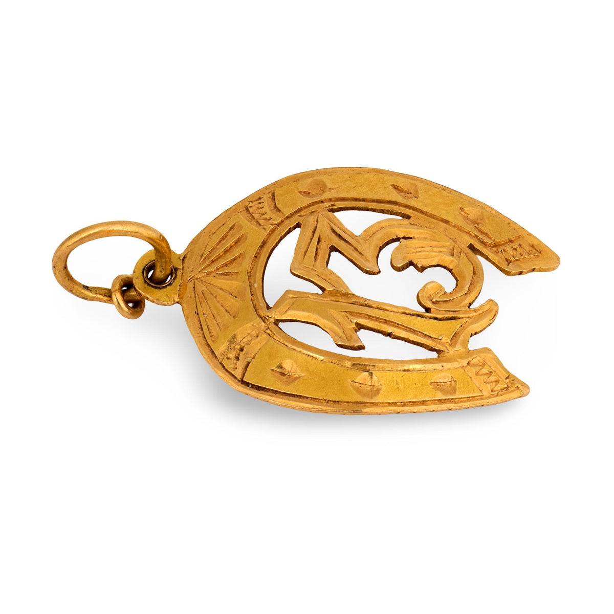 Victorian 18k "13" Horseshoe-Motif Pendant/Charm