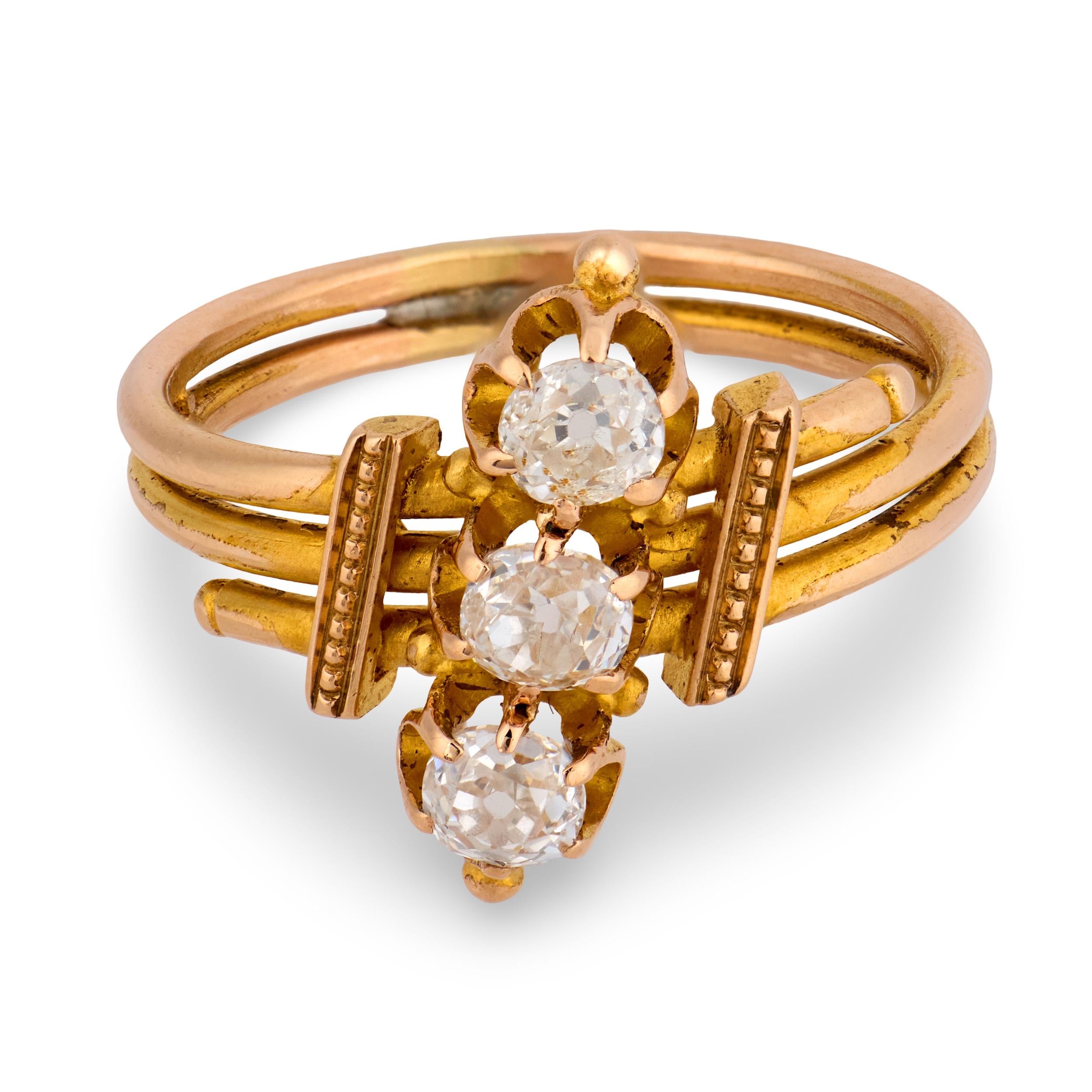 Victorian 18k Diamond Navette Ring