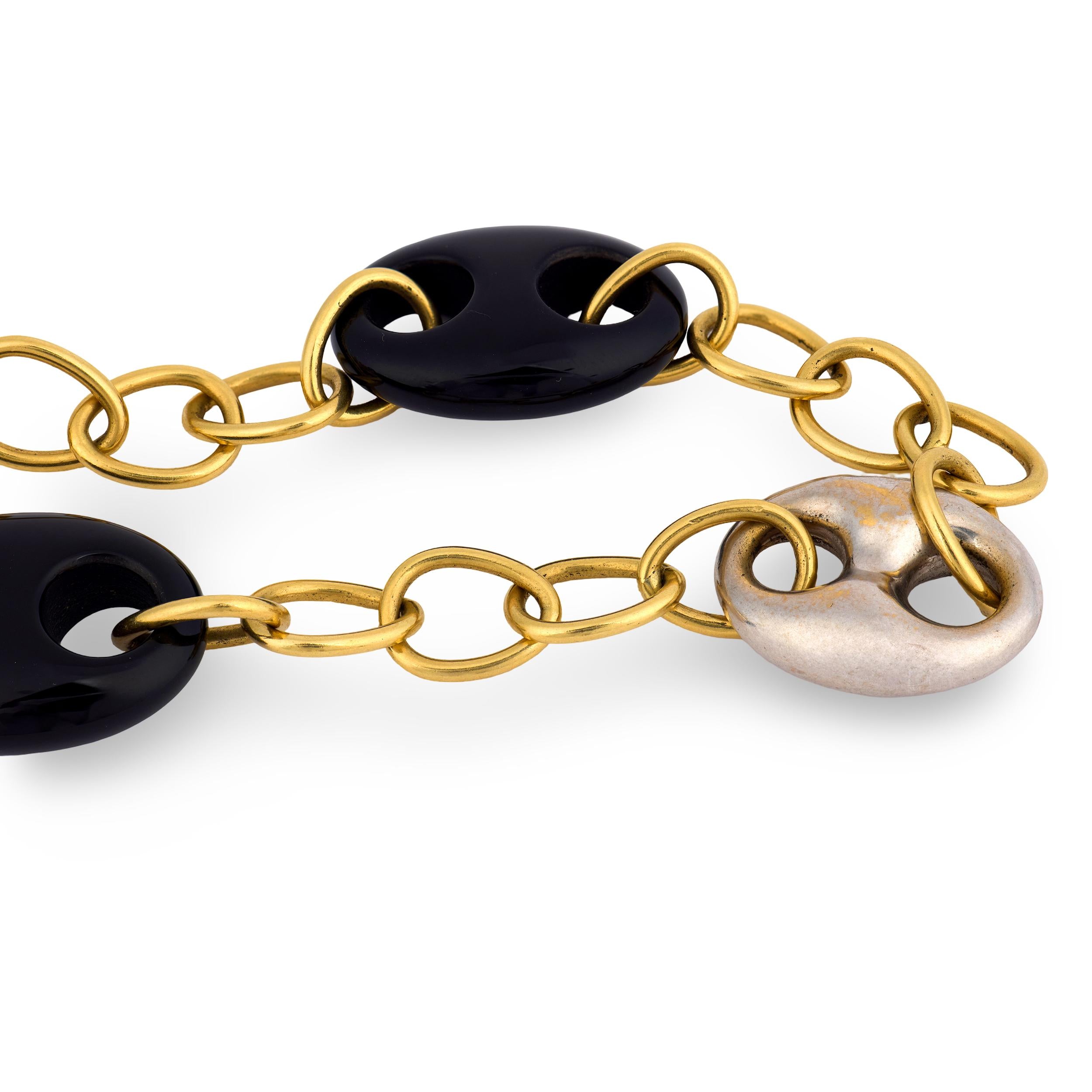 Estate 18k Onyx Gucci-Link Necklace