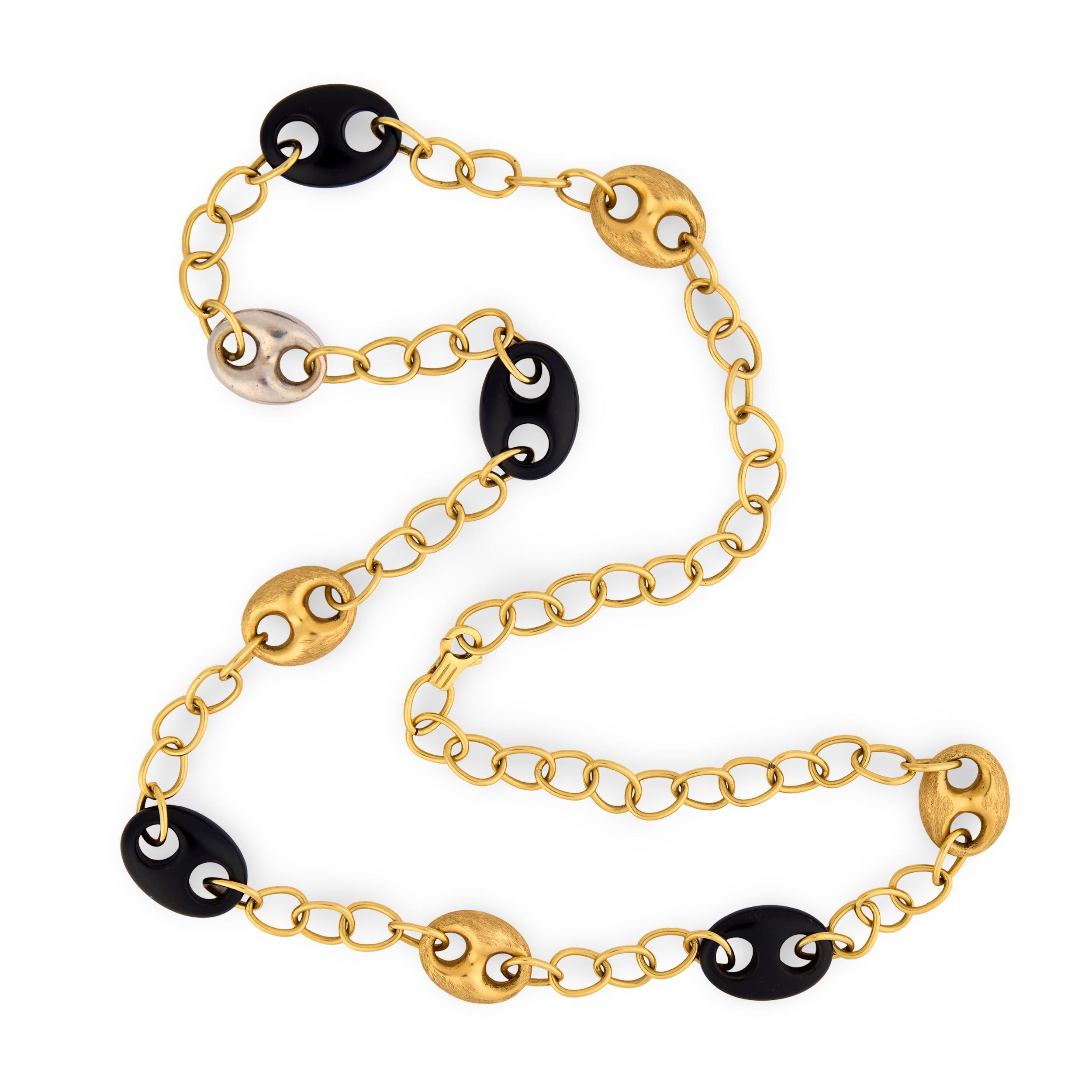 Estate 18k Onyx Gucci-Link Necklace