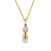 Victorian 14k Diamond Briolette Pendant Necklace