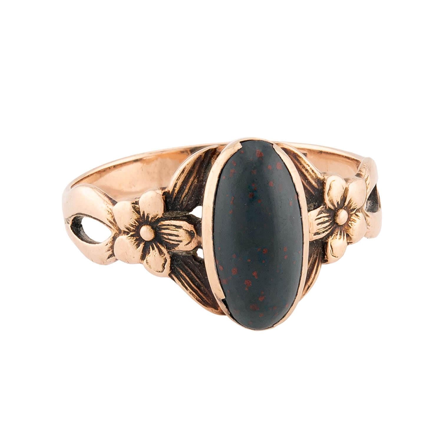 ALBERTS & BICK INC. Victorian 10k Bloodstone Navette Ring