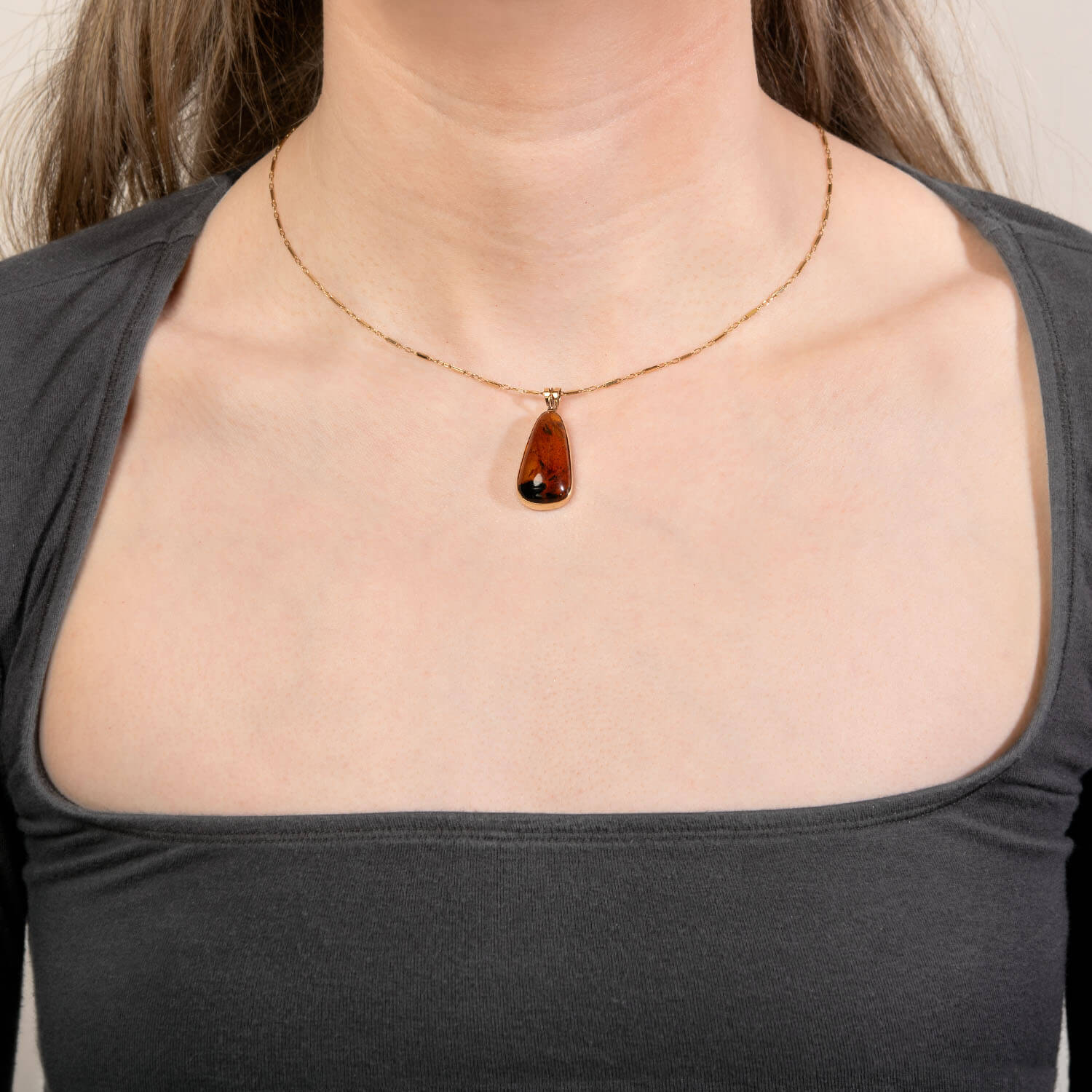 Estate 14k Amber Teardrop Pendant