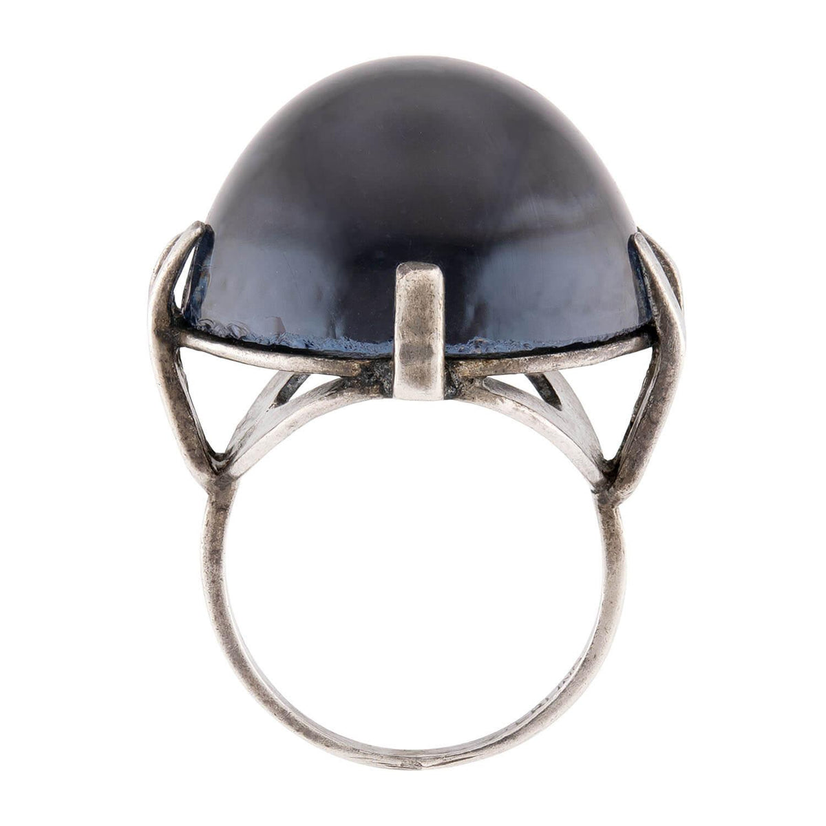 Art Nouveau Sterling Silver Glass Pools of Light Ring