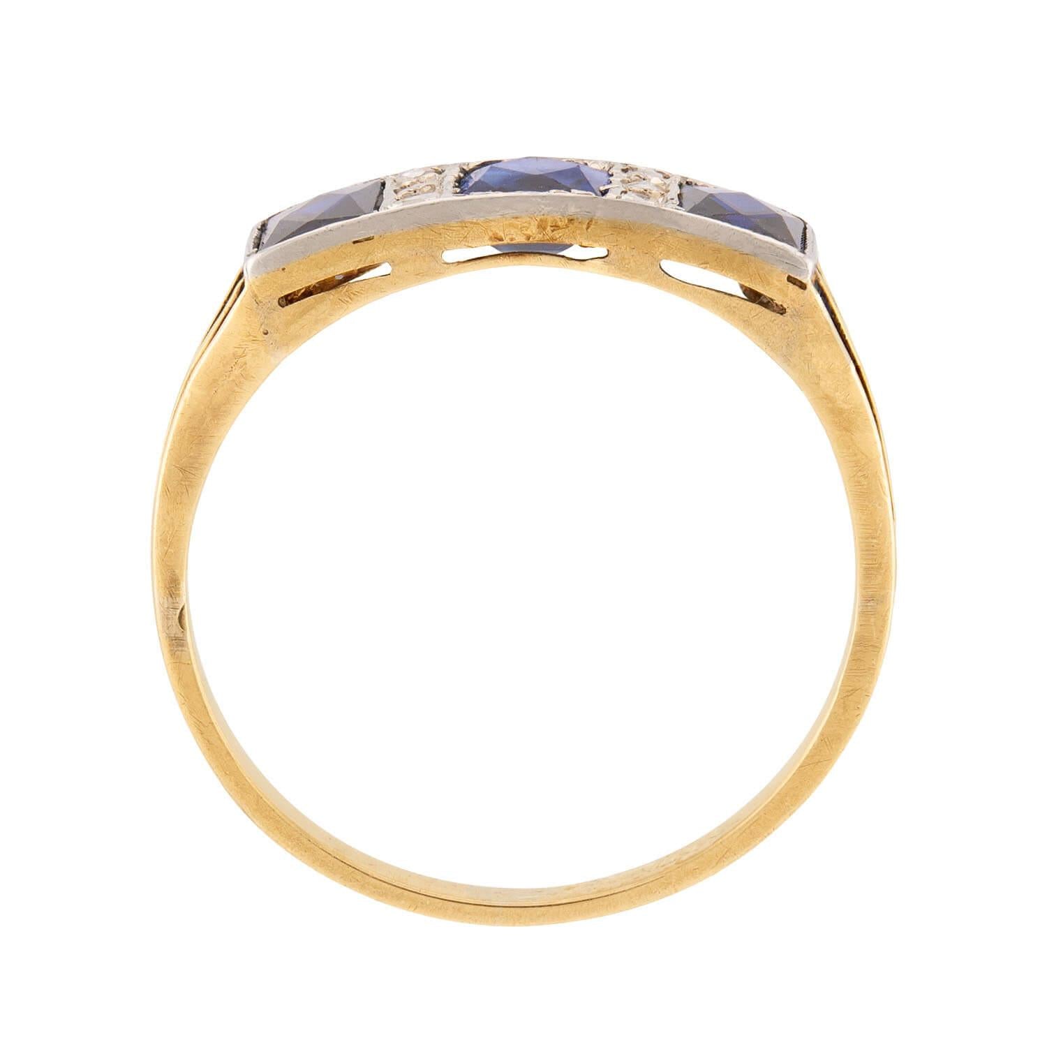 Edwardian 18k/Platinum Sapphire & Diamond Ring