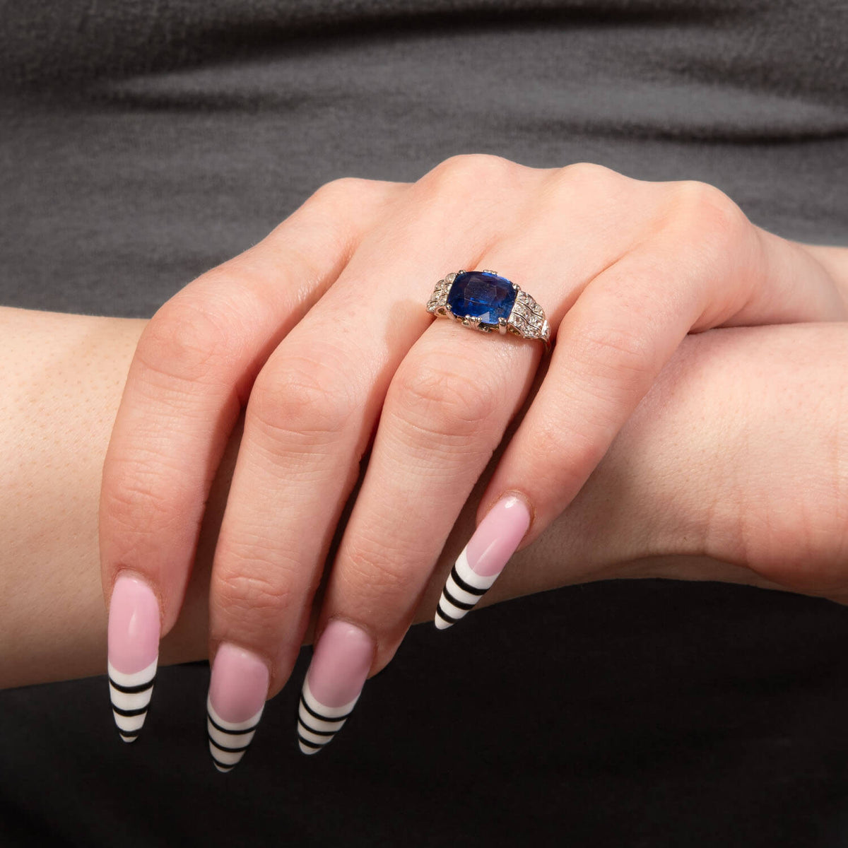 Edwardian 18k/Platinum GIA Ceylon Sapphire & Diamond Ring