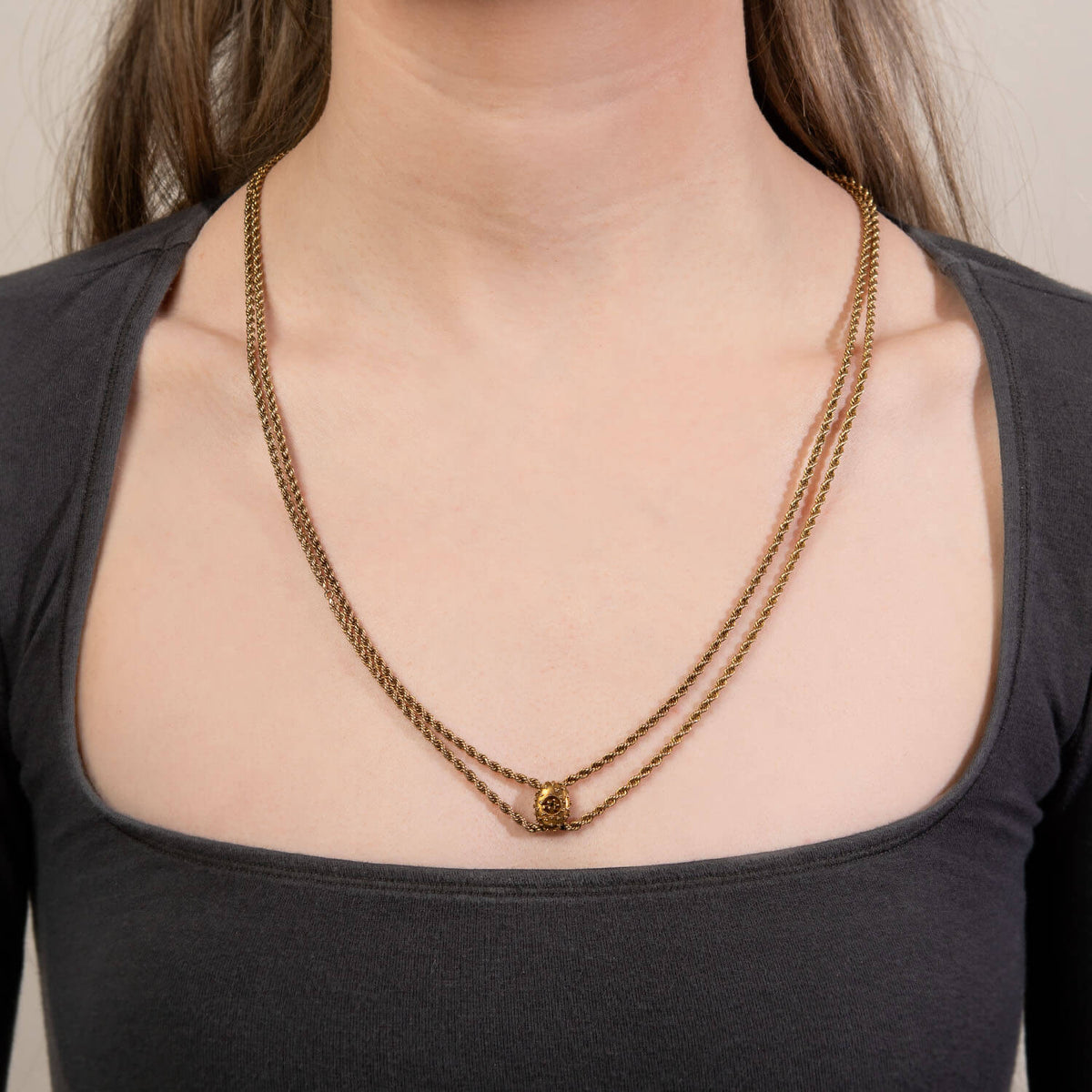 Art Nouveau Gold-Filled Slide Chain Necklace 50"