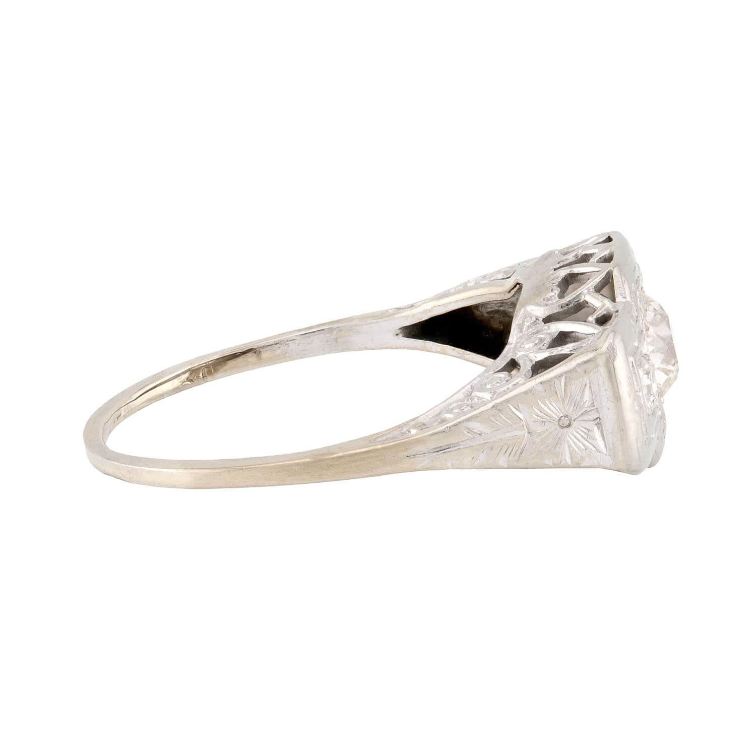 Art Deco 14k Diamond Three Stone Ring