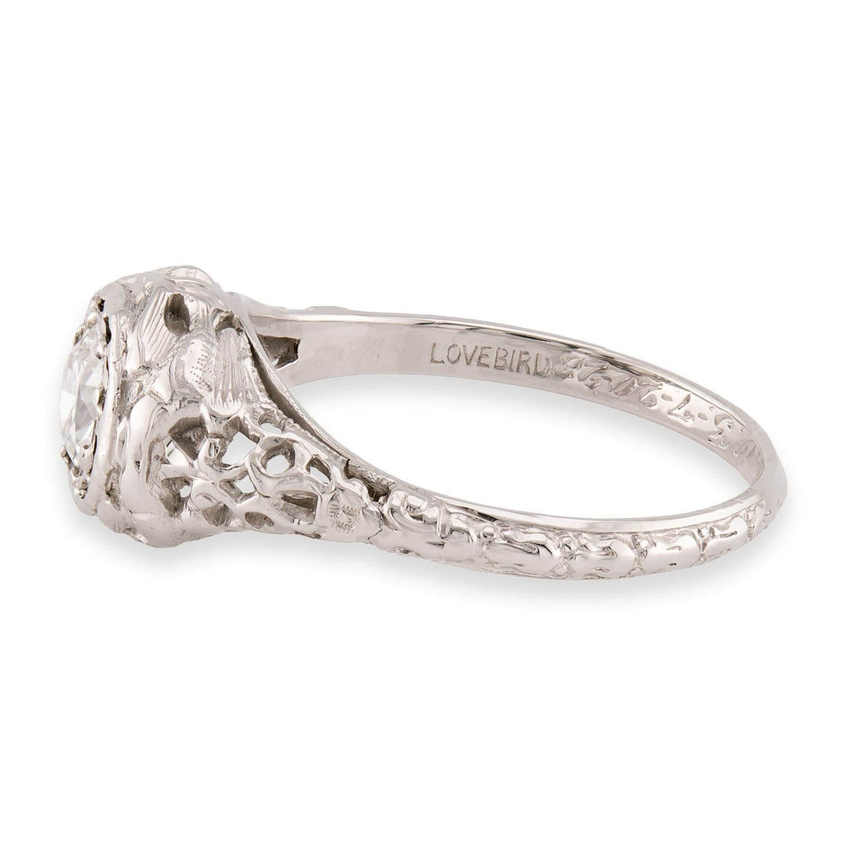Art Deco 18k Diamond Engagement Ring .52ct