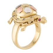 Estate 10k Mixed Metal Diamond & Ruby Turtle Ring