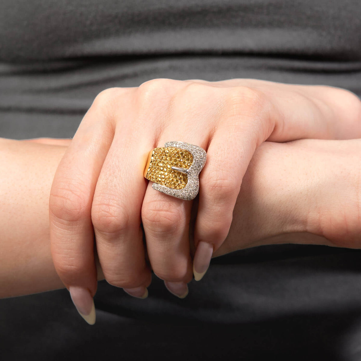 Estate 18k Diamond Buckle Ring