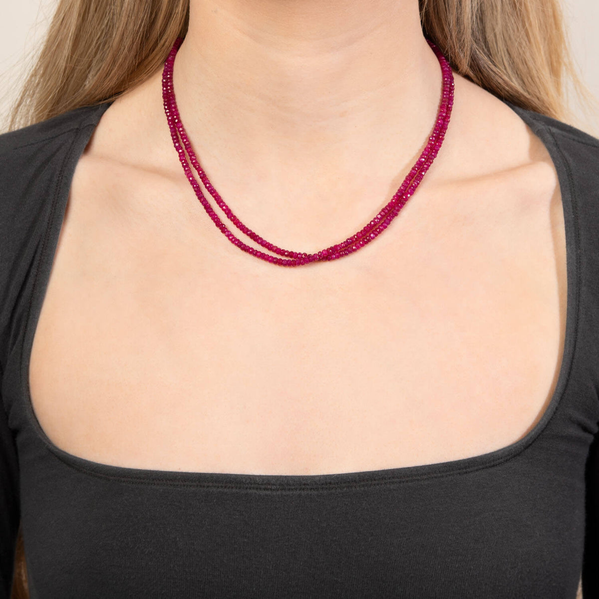 ANJANEY JEWELRY Estate Indian 22k Ruby Bead Necklace